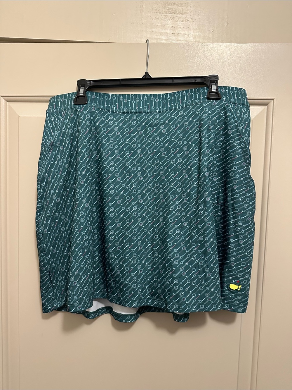 Masters Teal Patterned Active Skort with Yellow Accent